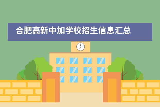 合肥高新中加学校招生信息汇总