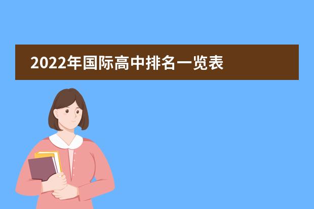 2022年国际高中排名一览表