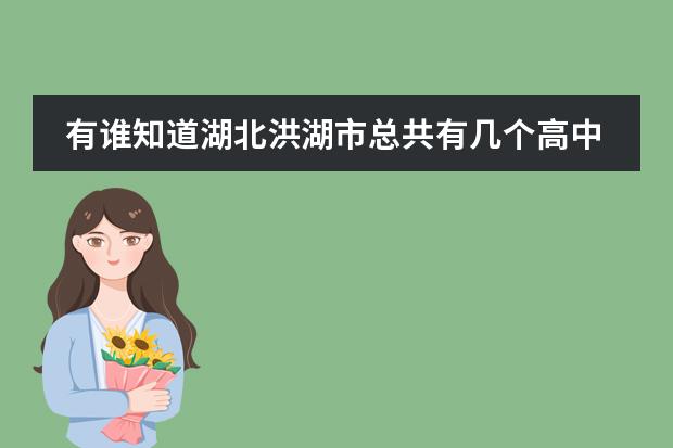 有谁知道湖北洪湖市总共有几个高中的?名字分别是什么?