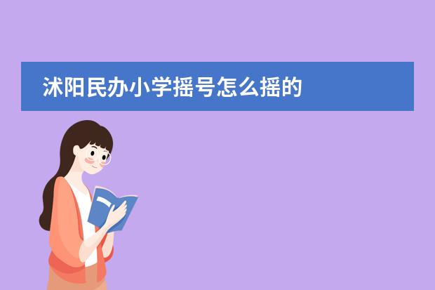 沭阳民办小学摇号怎么摇的